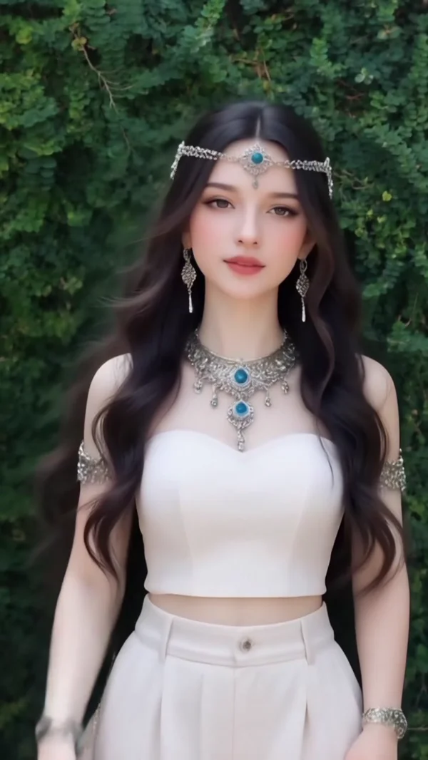 A portrait reimagined as a jeweled BJD doll